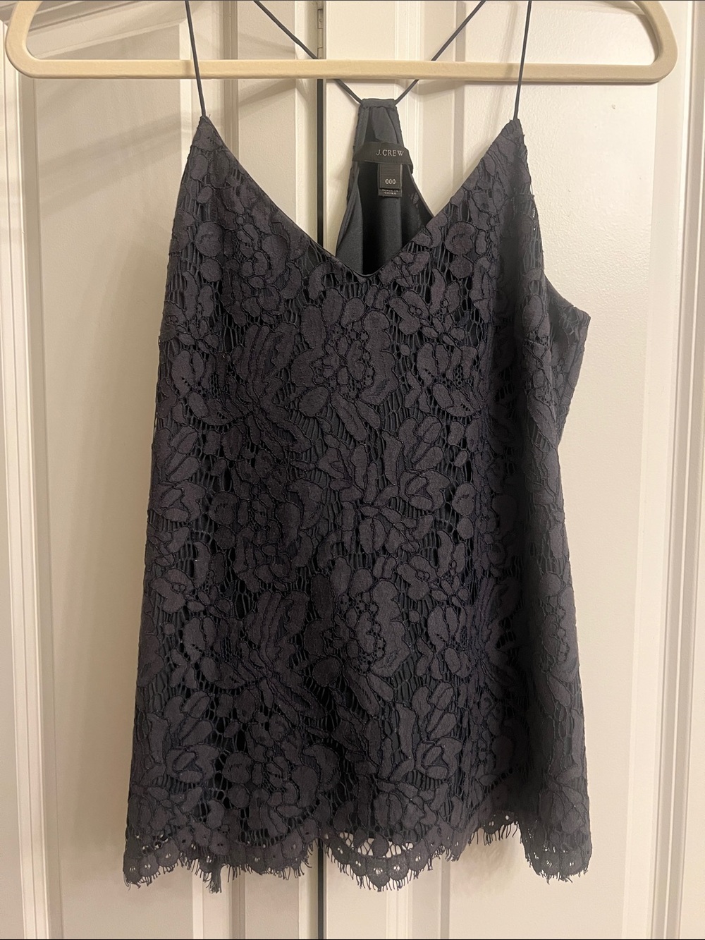 J. Crew Gray Floral Lace Racerback Top